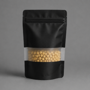 Doypack trilaminada y aluminizada Negra con ventana (100 unidades)