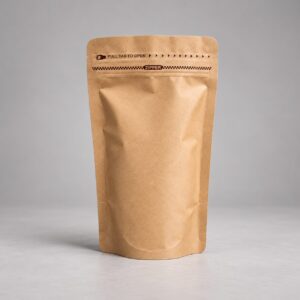 Bolsa para café tipo doypack color kraft con cierre resellable