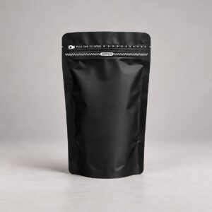Bolsa para café tipo doypack color negro con cierre resellable