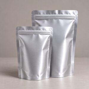 Bolsas doypack trilaminadas con lámina de aluminio plateadas con cierre resellable