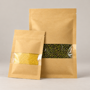 Bolsa kraft natural trilaminadas con ventana sin base (500 unidades)