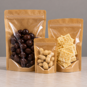 Bolsa doypack de papel kraft una cara transparente (100 unidades)