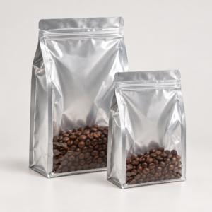 Bolsas doypack trilaminadas con un lado transparente y base plana (100 unidades)